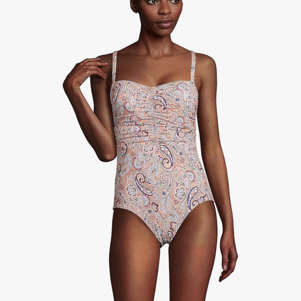 NWT Land’s End Chlorine Resistant Sweetheart One Piece Swimsuit Control Clay